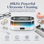Ultrasonic Jewelry Cleaner with Colorful LED Light & Digital Countdown Display