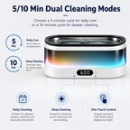 Ultrasonic Jewelry Cleaner with Colorful LED Light & Digital Countdown Display