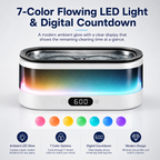 Ultrasonic Jewelry Cleaner with Colorful LED Light & Digital Countdown Display