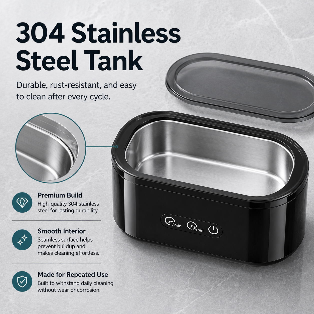 48kHz Ultrasonic Cleaner Machine for Eyeglasses, Jewelry, Watches & Small Essentials