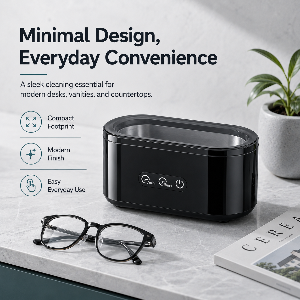 48kHz Ultrasonic Cleaner Machine for Eyeglasses, Jewelry, Watches & Small Essentials