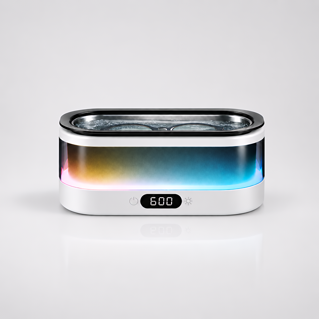 Ultrasonic Jewelry Cleaner with Colorful LED Light & Digital Countdown Display