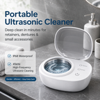 Portable Ultrasonic Retainer Cleaner for Dentures, Mouth Guards & Jewelry