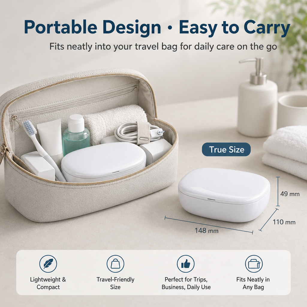 Portable Ultrasonic Retainer Cleaner for Dentures, Mouth Guards & Jewelry